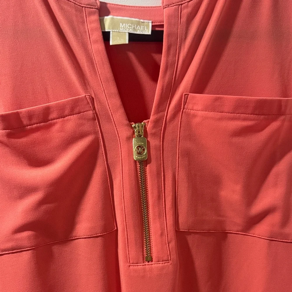 Michael Kors Light Coral Women's Top with Zipper Detail